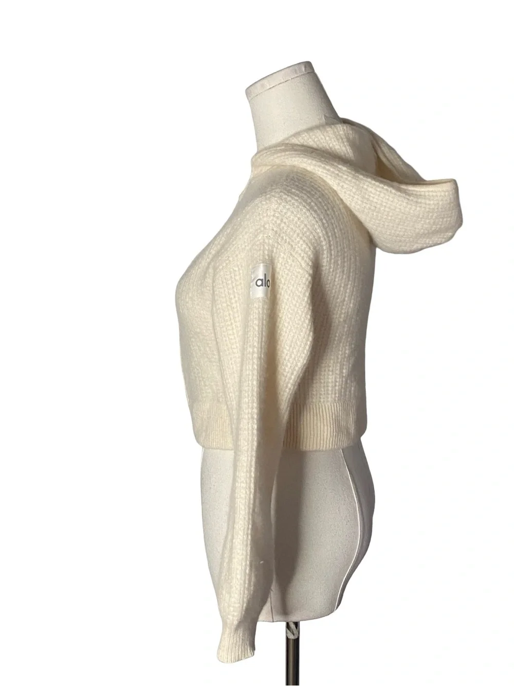 ALO YOGA Cashmere Plush Waffle Full Zip Hoodie Ivory White XS NWOT Luxury